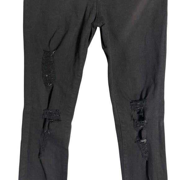 Frame Le Skinny de Jeanne Noir Jefferson Black Mid Rise Distressed Jeans Size 26 - Picture 6 of 11